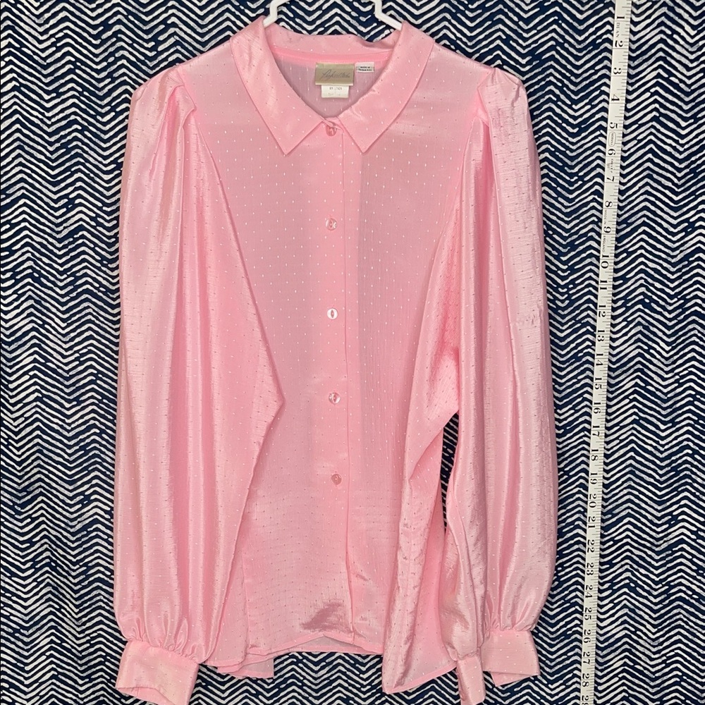 Vintage 80's Secretary Pink Long Sleeve Blouse 10